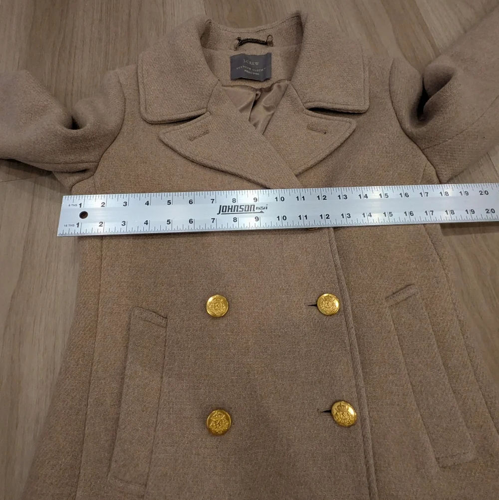 J Crew Wool Blend Tan Peacoat Size 4 - Picture 4 of 9